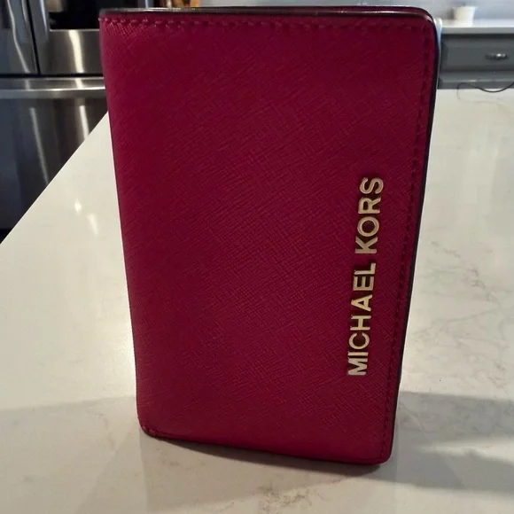 Michael Kors Fuchsia Wallet with Gold Logo - Picture 2 of 5